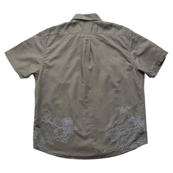 American Rag Mens Button Down Casual Shirt Short Sleeve Gray Embroidered XXL - Picture 2 of 4